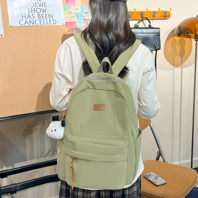 BUBM Composite Cloth Backpack Regular Unisex Black/Ecru/Green/Burgundy-2