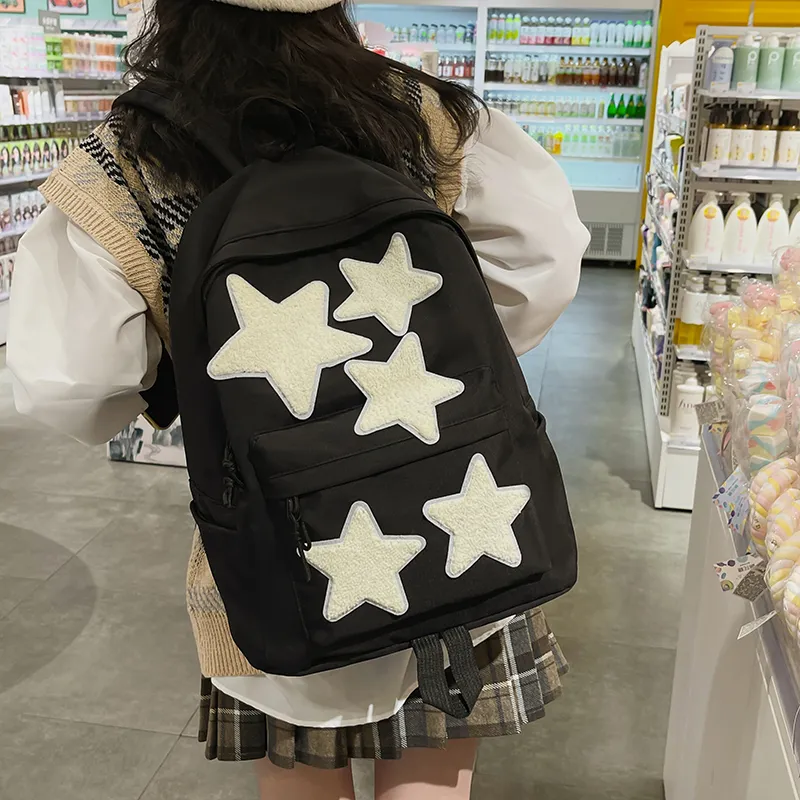 BUBM Nylon Backpack Regular Unisex Black/White/Light Purple/Navy Blue/Peacock Blue-18