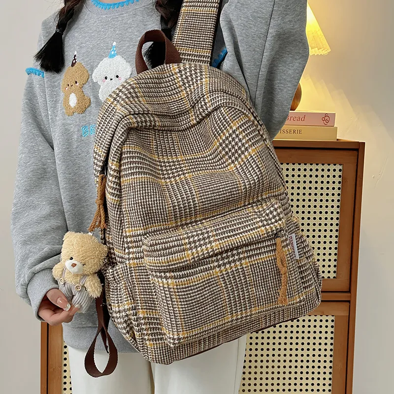 BUBM Composite Cloth Backpack Unisex Brown & Yellow/Gray Blue/Blue & Red/Orange-9