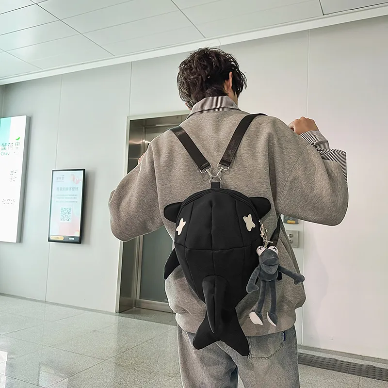BUBM Nylon Backpack Unisex White/Gray/Black-17