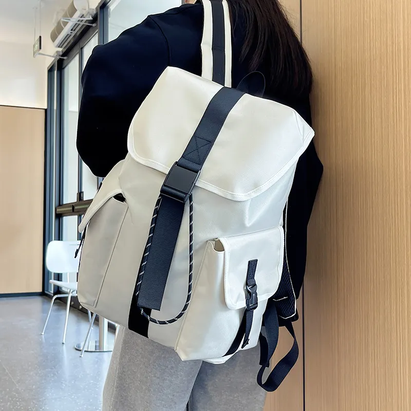 BUBM Nylon Travel Laptop Bag Durable Backpack Regular Unisex White/Black-1