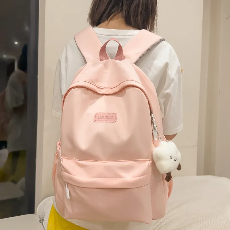BUBM Nylon Backpack Unisex Black/White/Pink/Purple/Green-18