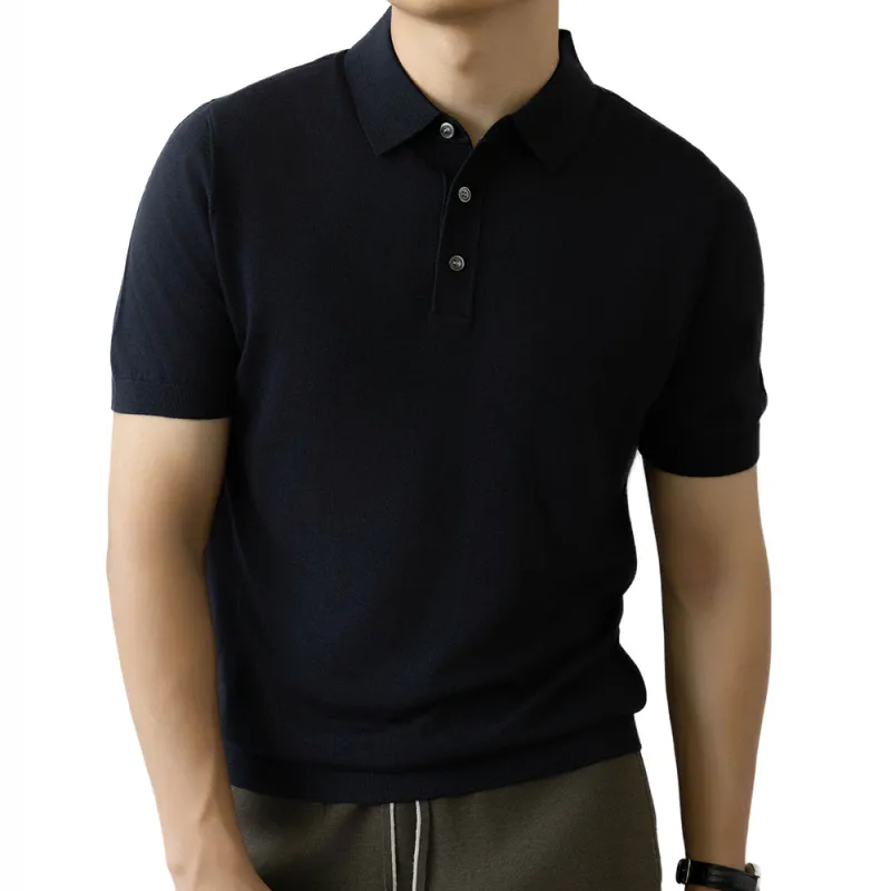 BILISISHANYANG Knitwear Fashion Summer Short Sleeved Polo Solid Color T Shirt Men's-5