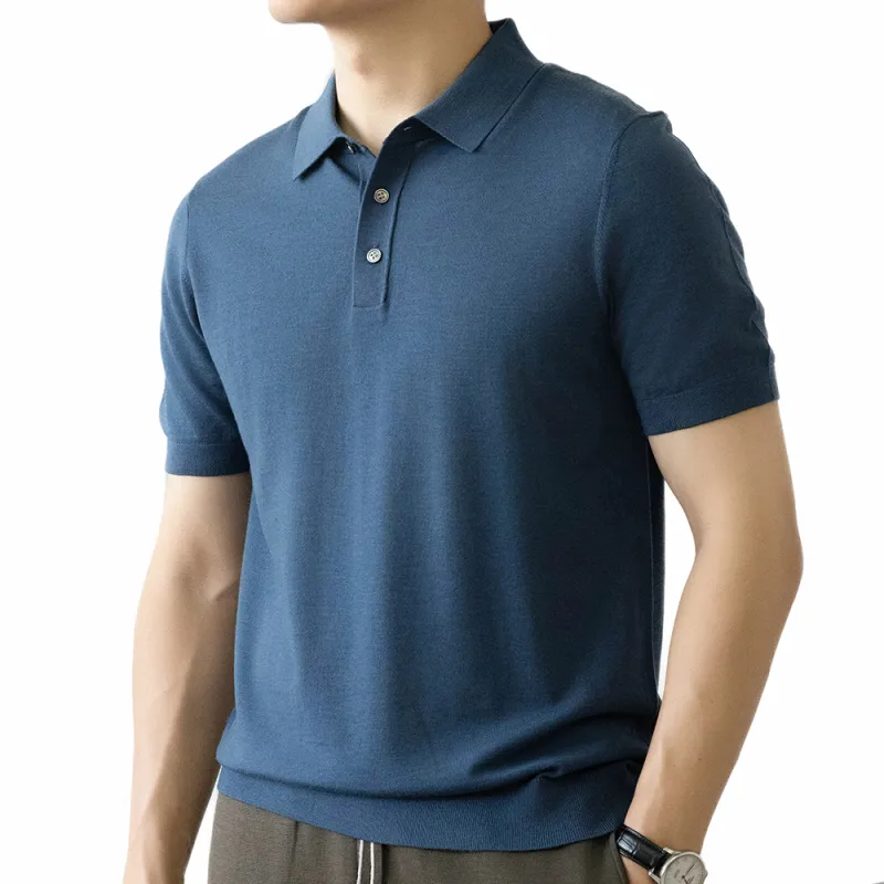 BILISISHANYANG Knitwear Fashion Summer Short Sleeved Polo Solid Color T Shirt Men's-8