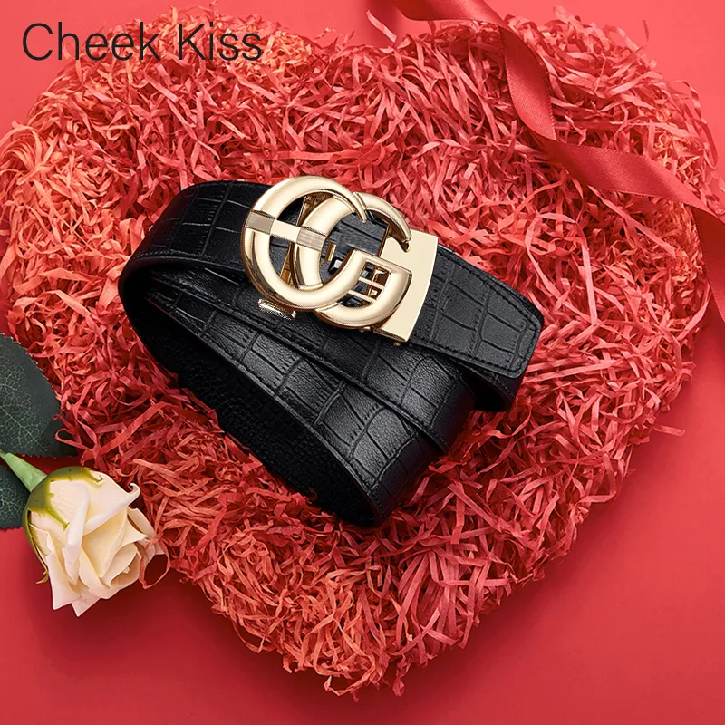 Cheekkiss Cow Leather Belts Men's Gunmetal Gold 3.5cm-4