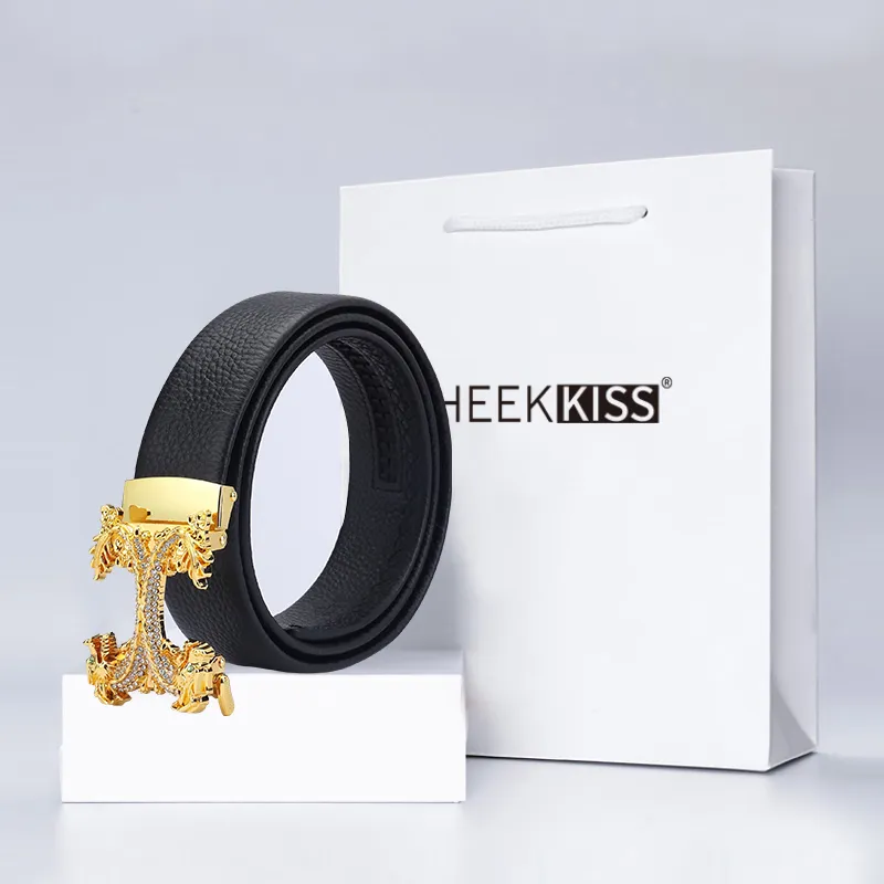 Cheekkiss Cow Leather Belts Men's 3.5cm-1