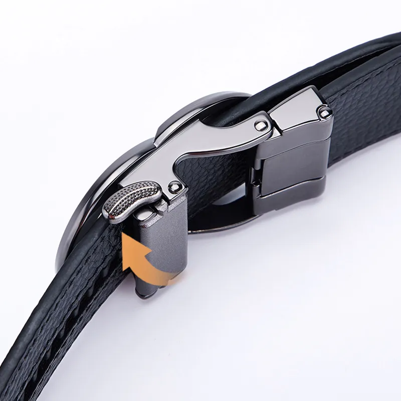Cheekkiss Cow Leather Belts Men's Gunmetal, Gold 3.5cm-3