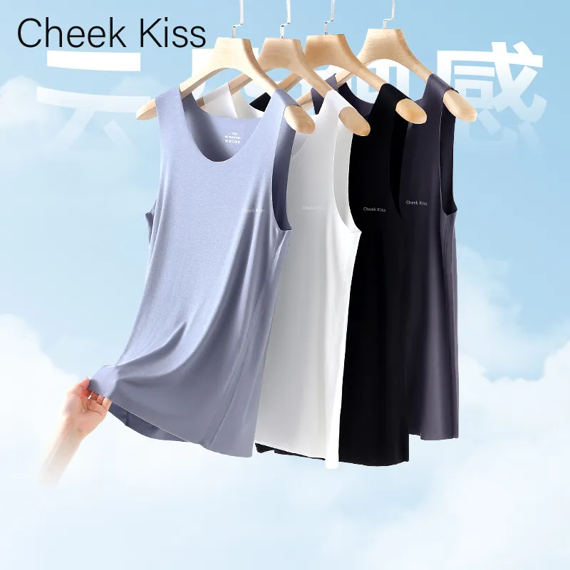 Cheekkiss Tank Top Men's Spring And Summer Solid Color Seamless Inner Base T Shirt For Men With Premium Gift Box Set-1