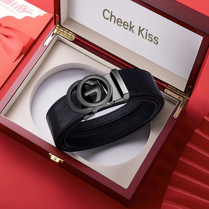 Cheekkiss Top Grain Cow Leather Belts Men's Gunmetal Silver 3.5cm-4
