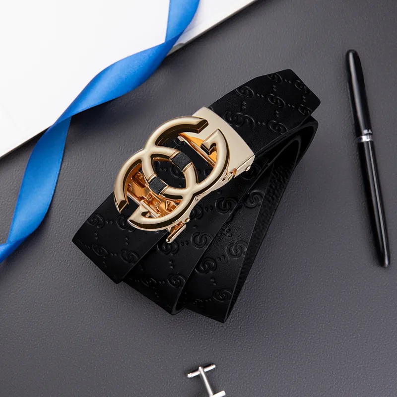 Cheekkiss Cow Leather Belts Men's Gunmetal Silver Gold 3.5cm-3