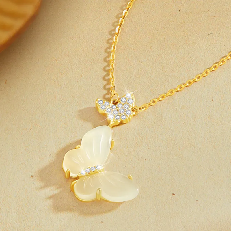MUSHIFEN Hetian Jade Necklaces Pale Greenish White Jade Women's-5