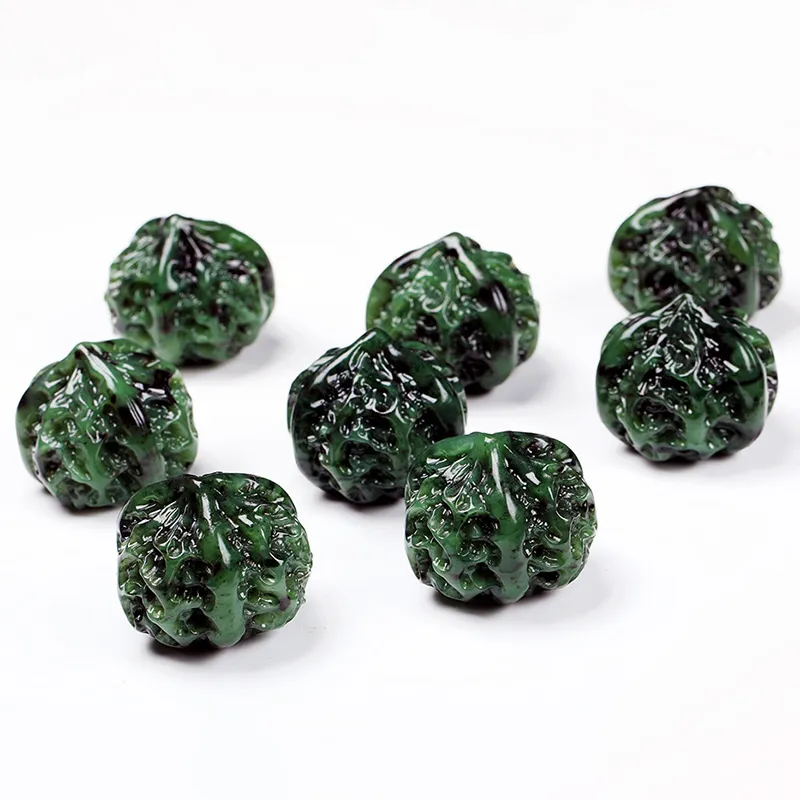 MUSHIFEN Hetian Jade, Walnut Fine Handicraft, Handheld Piece Jasper Unisex-3