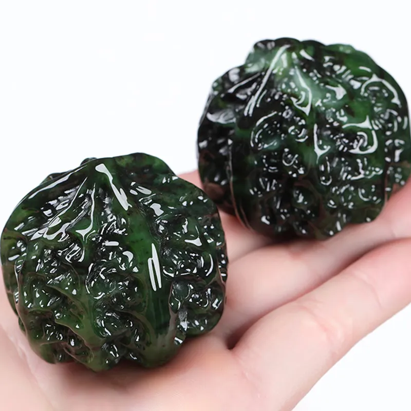 MUSHIFEN Hetian Jade, Walnut Fine Handicraft, Handheld Piece Jasper Unisex-4
