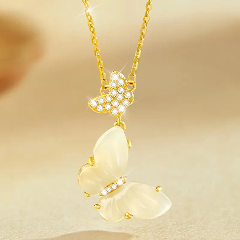 MUSHIFEN Hetian Jade Necklaces Pale Greenish White Jade Women's-1