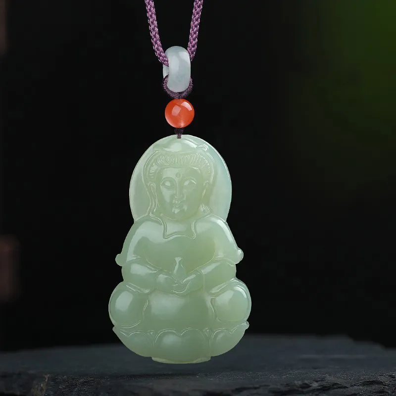 MUSHIFEN Hetian Jade Necklaces Pale Greenish White Jade Men's-5