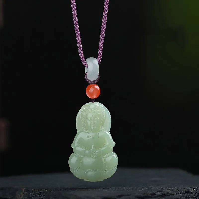MUSHIFEN Hetian Jade Necklaces Pale Greenish White Jade Men's-6