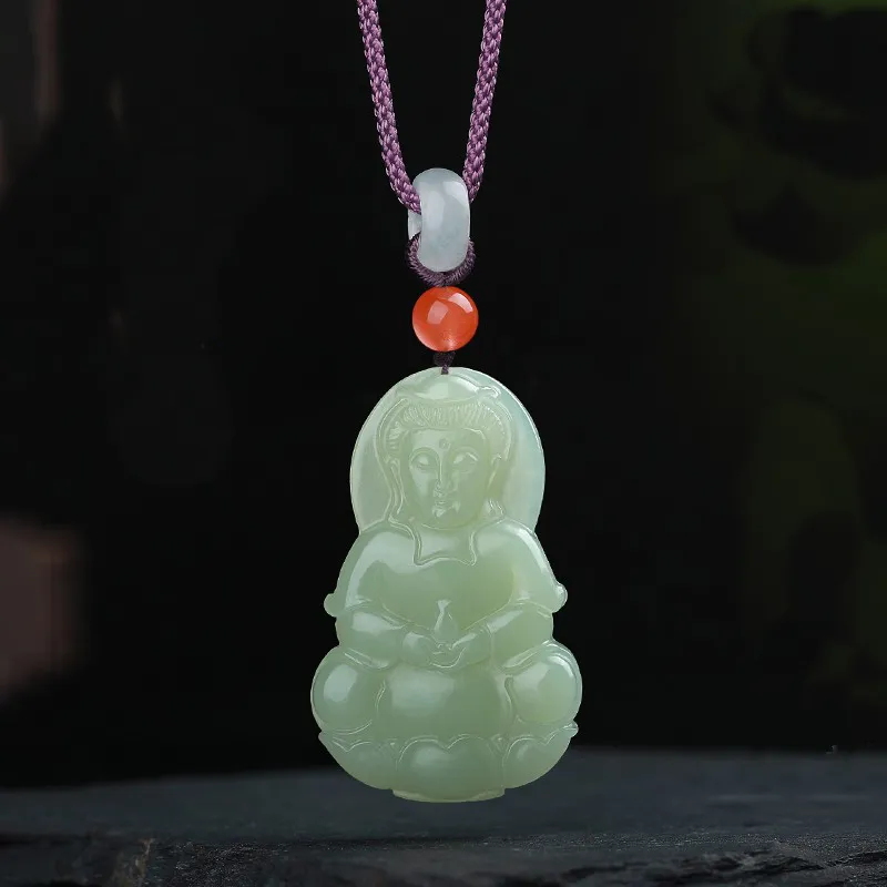 MUSHIFEN Hetian Jade Necklaces Pale Greenish White Jade Men's-7