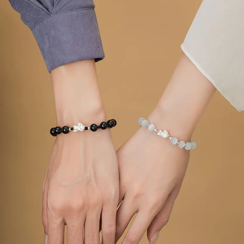 MUSHIFEN Glass Cat Eye Chinese Auspicious Animal Bracelet # Good Luck Unisex-2