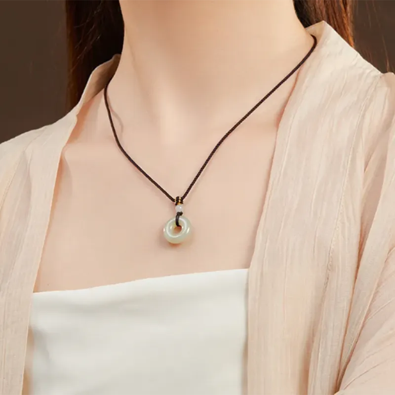 MUSHIFEN Hetian Jade Necklaces Pale Greenish White Jade Unisex-2