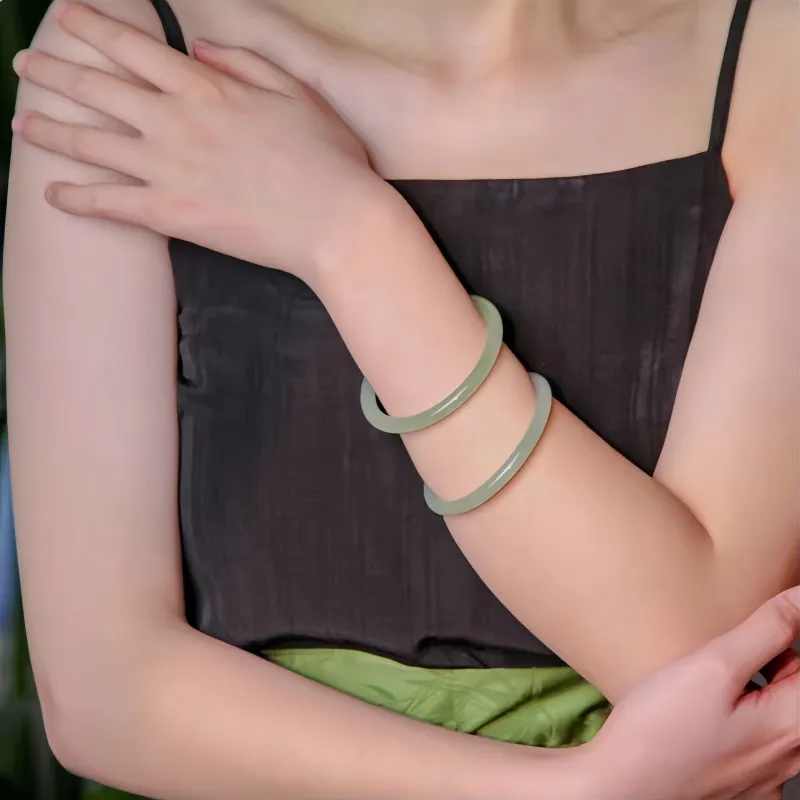 MUSHIFEN Hetian Jade Bangles Green Jade Women's-7