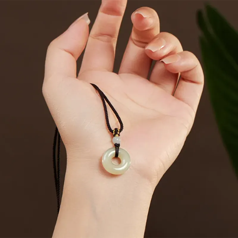 MUSHIFEN Hetian Jade Necklaces Pale Greenish White Jade Unisex-3