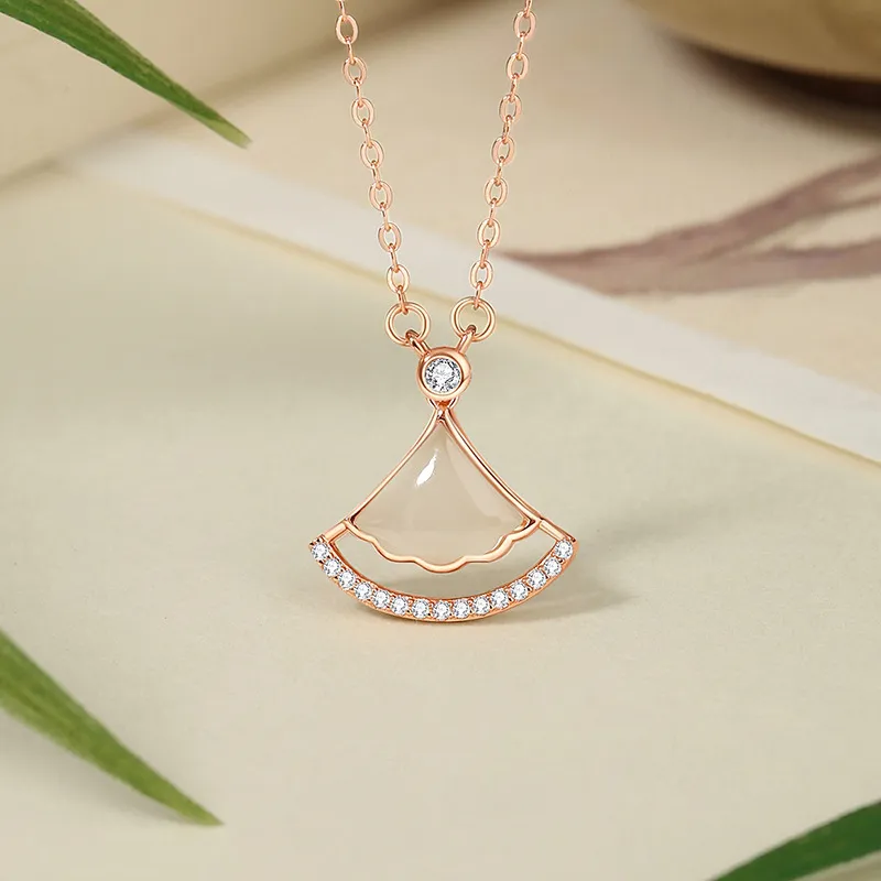 MUSHIFEN Hetian Jade Necklaces Pale Greenish White Jade Women's-2