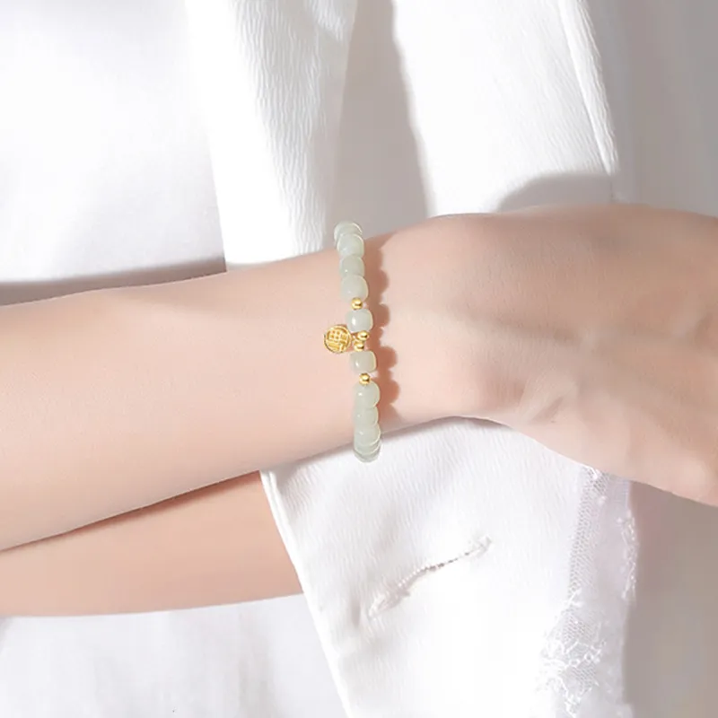 MUSHIFEN Hetian Jade Bracelets Pale Greenish White Jade Women's-3
