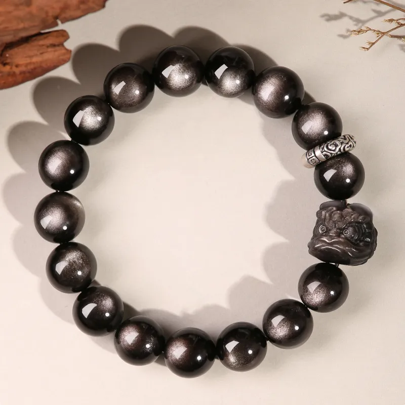 MUSHIFEN Obsidian Beaded Bracelet #Good Luck Unisex-3