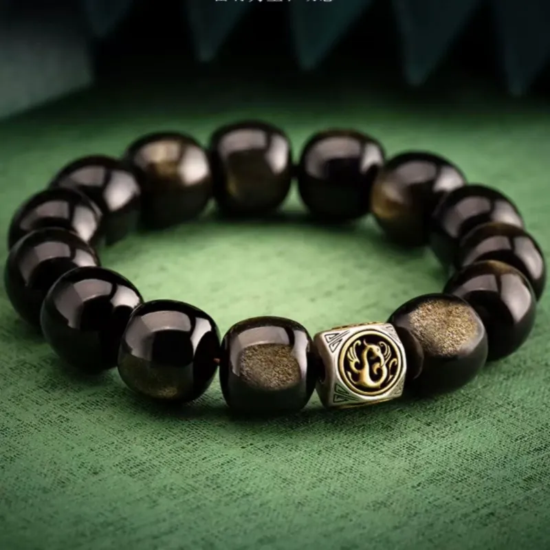 MUSHIFEN Obsidian Beaded Bracelet #Good Luck Men's-2