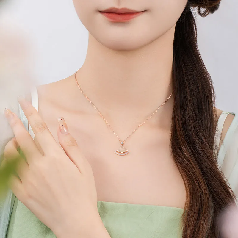 MUSHIFEN Hetian Jade Necklaces Pale Greenish White Jade Women's-3