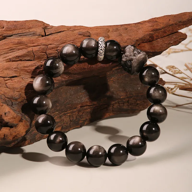 MUSHIFEN Obsidian Beaded Bracelet #Good Luck Unisex-2