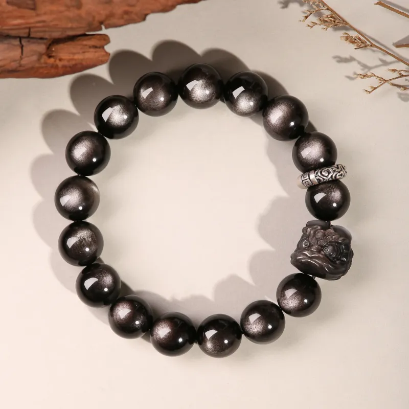 MUSHIFEN Obsidian Beaded Bracelet #Good Luck Unisex-1