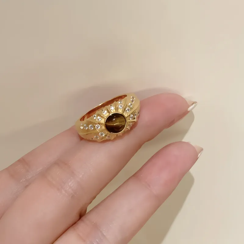 MUSHIFEN Tiger's Eye Stone Rings Unisex-3