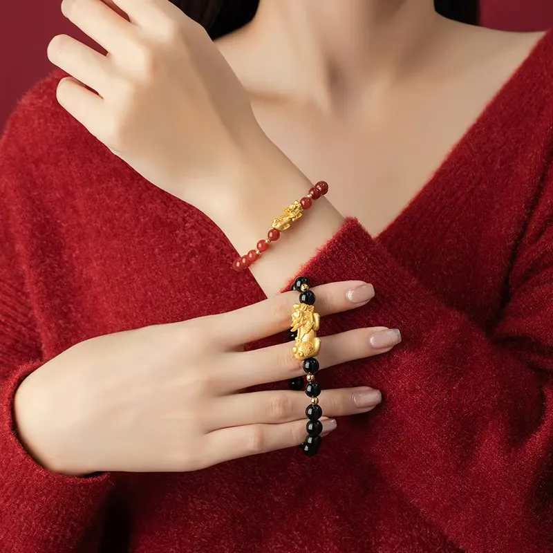 MUSHIFEN Agate Chinese Auspicious Animal Beaded Bracelet # Good Luck Unisex-6
