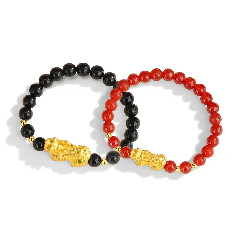 MUSHIFEN Agate Chinese Auspicious Animal Beaded Bracelet # Good Luck Unisex-2