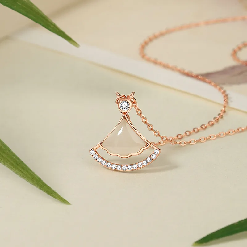 MUSHIFEN Hetian Jade Necklaces Pale Greenish White Jade Women's-4