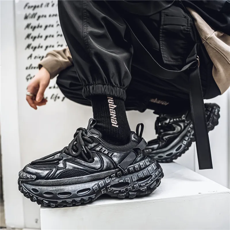 Colorful Creations Cushioning, Slip Resistant, Abrasion Resistant, Height Increasing Low Top Chunky Sneakers Men's-10