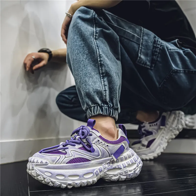Colorful Creations Cushioning, Slip Resistant, Abrasion Resistant, Height Increasing Low Top Chunky Sneakers Men's-1