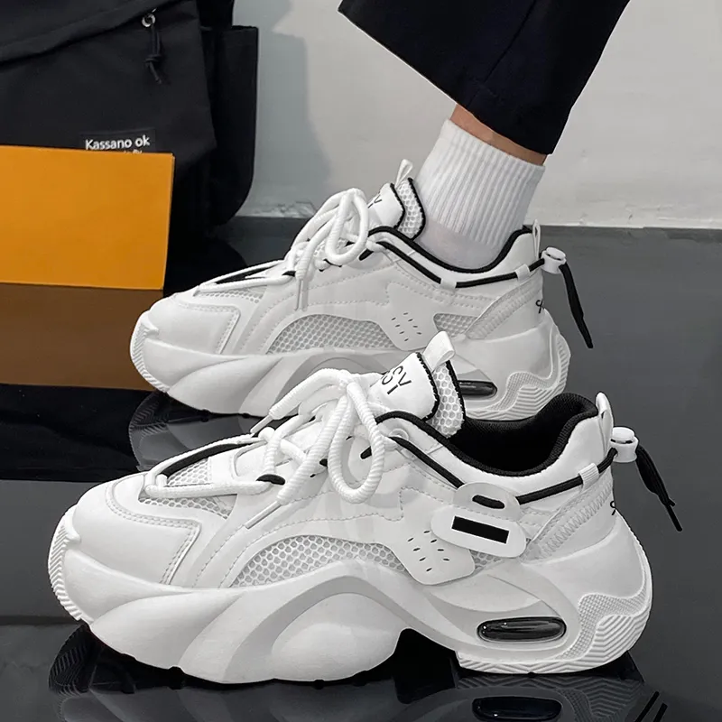Colorful Creations Slip Resistant, Abrasion Resistant, Breathable, Height Increasing Low Top Chunky Sneakers Men's-1