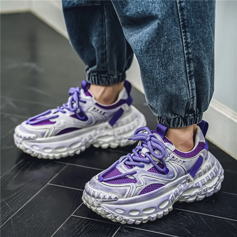 Colorful Creations Cushioning, Slip Resistant, Abrasion Resistant, Height Increasing Low Top Chunky Sneakers Men's-2