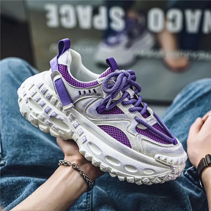 Colorful Creations Cushioning, Slip Resistant, Abrasion Resistant, Height Increasing Low Top Chunky Sneakers Men's-3