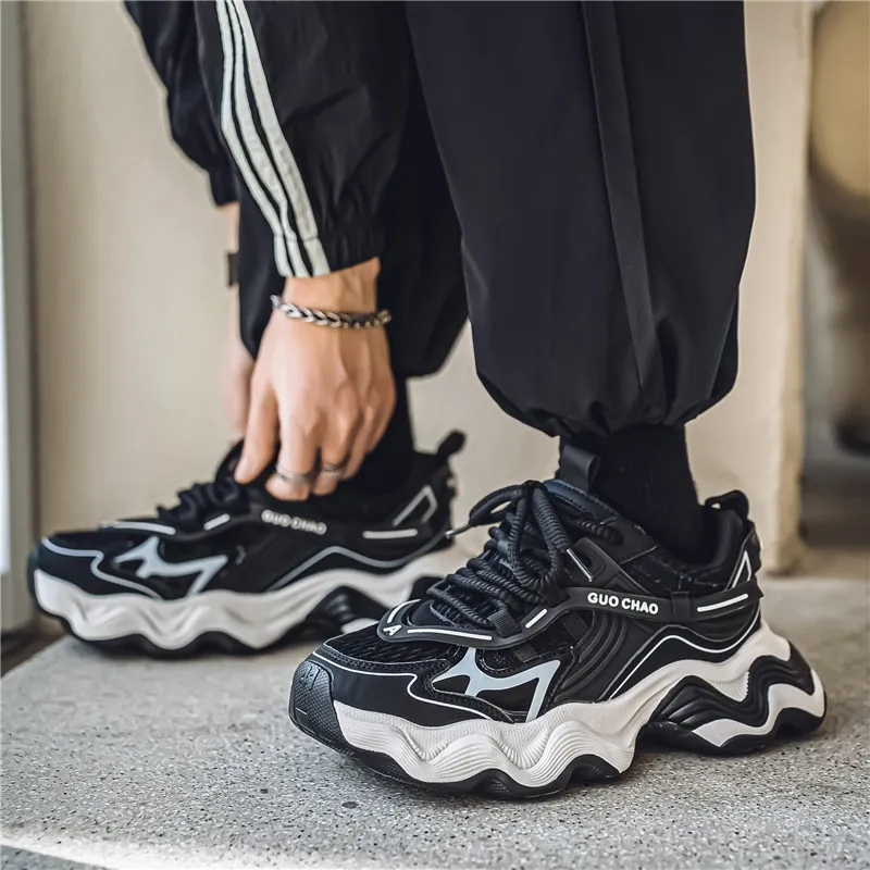 Colorful Creations Slip Resistant, Abrasion Resistant, Breathable, Height Increasing Low Top Chunky Sneakers Men's Box-5