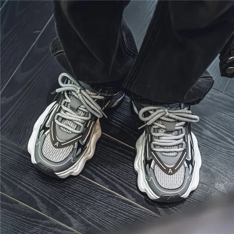 Colorful Creations Slip Resistant, Abrasion Resistant, Breathable, Height Increasing Low Top Chunky Sneakers Men's Box-3