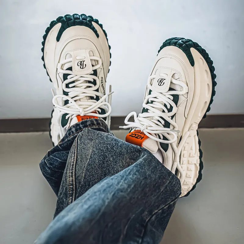 Colorful Creations Chunky Sneakers Men Low Top White Black/White Orange/Blue-7