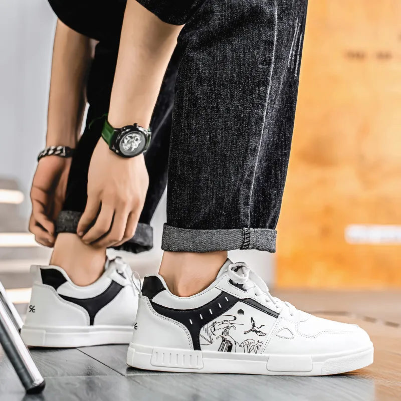 Colorful Creations Anti Slip Wear Resistant Low Top Skateboard Shoes Men's White Box-2