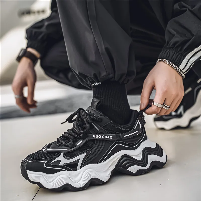 Colorful Creations Slip Resistant, Abrasion Resistant, Breathable, Height Increasing Low Top Chunky Sneakers Men's Box-7