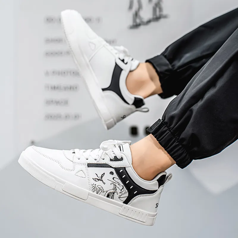 Colorful Creations Anti Slip Wear Resistant Low Top Skateboard Shoes Men's White Box-3