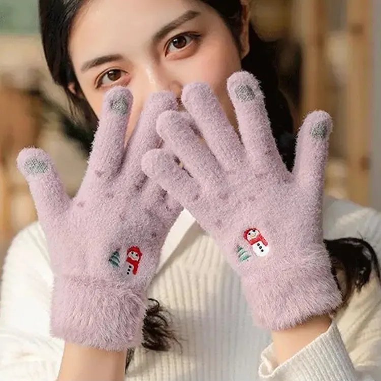 YUZHAOLIN Imitation Mink Fur Knit Gloves Unisex-9