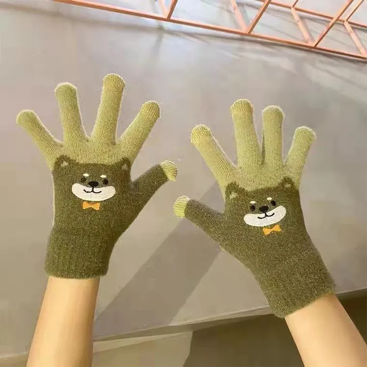 YUZHAOLIN Faux Mink Knit Gloves Unisex-5