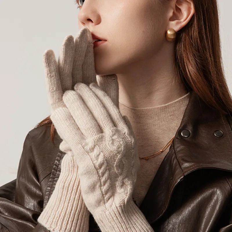 YUZHAOLIN Wool Knit Gloves Women's-1